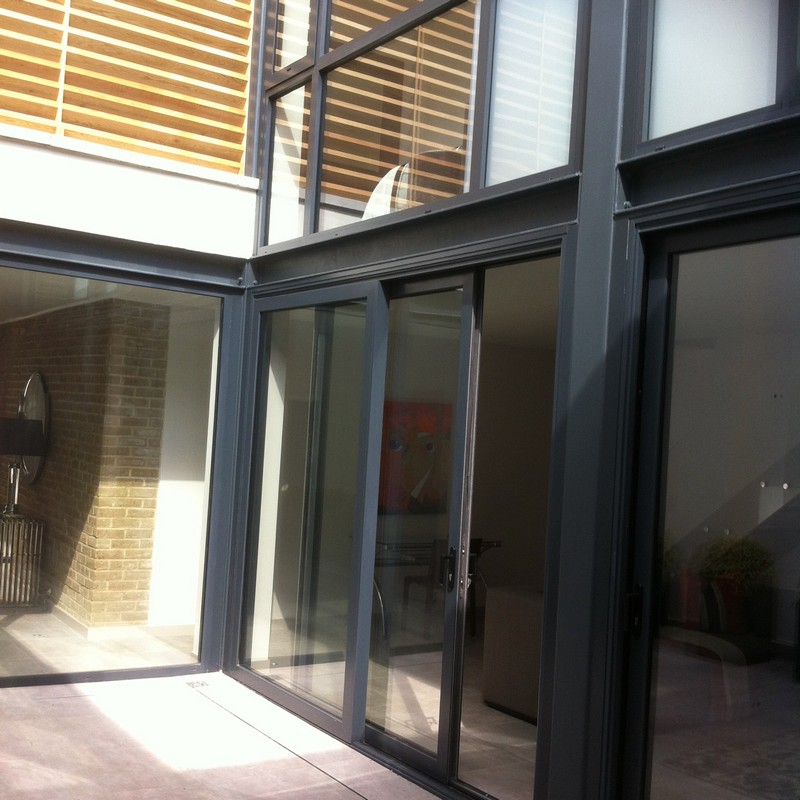 Anthracite aluminium sliding patio doors fitted in Clapton